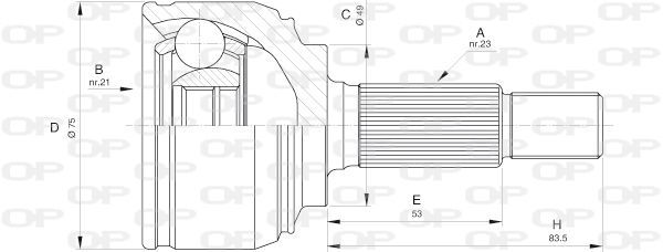 OPEN PARTS Шарнирный комплект, приводной вал CVJ5520.10